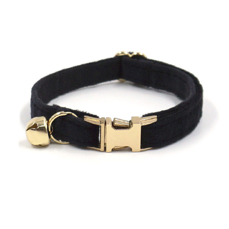 Luxury Velvet Cat Collar with Bell – Adjustable Metal Buckle Collar for Cats