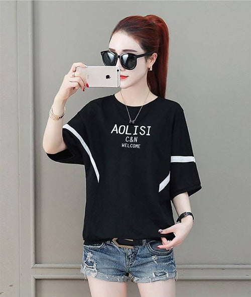 Plus Size Loose White Summer T-Shirt for Women