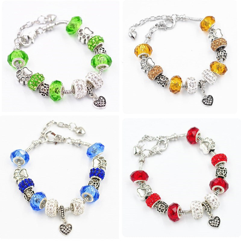 Unisex Colorful Glass Bead Bracelet – Zodiac Crystal-Style Fashion Jewelry