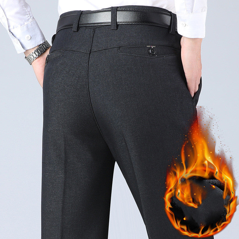 Men’s Fleece-Lined Business Casual Pants – Warm Winter Trousers