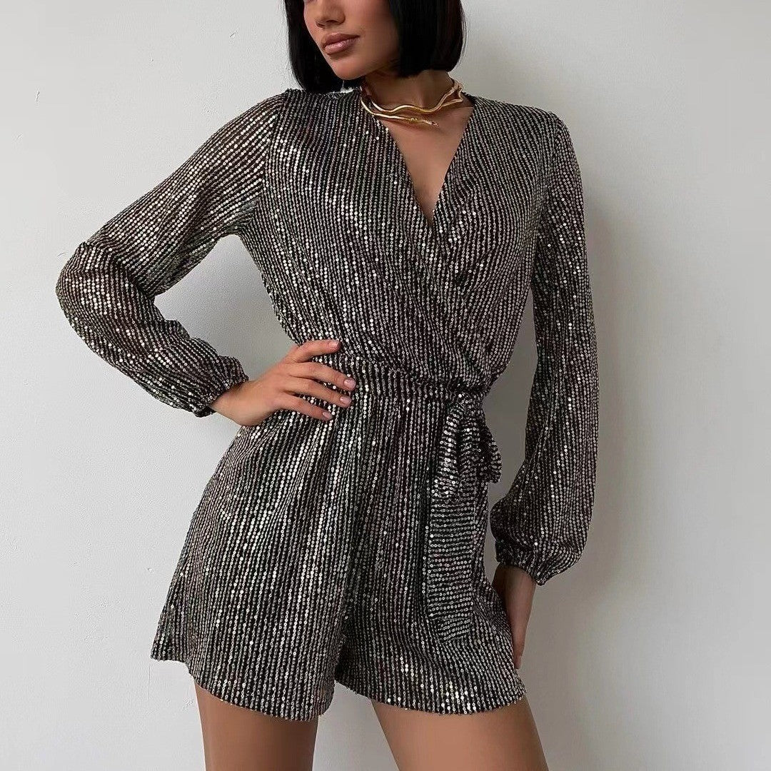 Women’s Sequined Long-Sleeve Party Dress – Sparkling Embroidered PVC Evening Dress, S–3XL