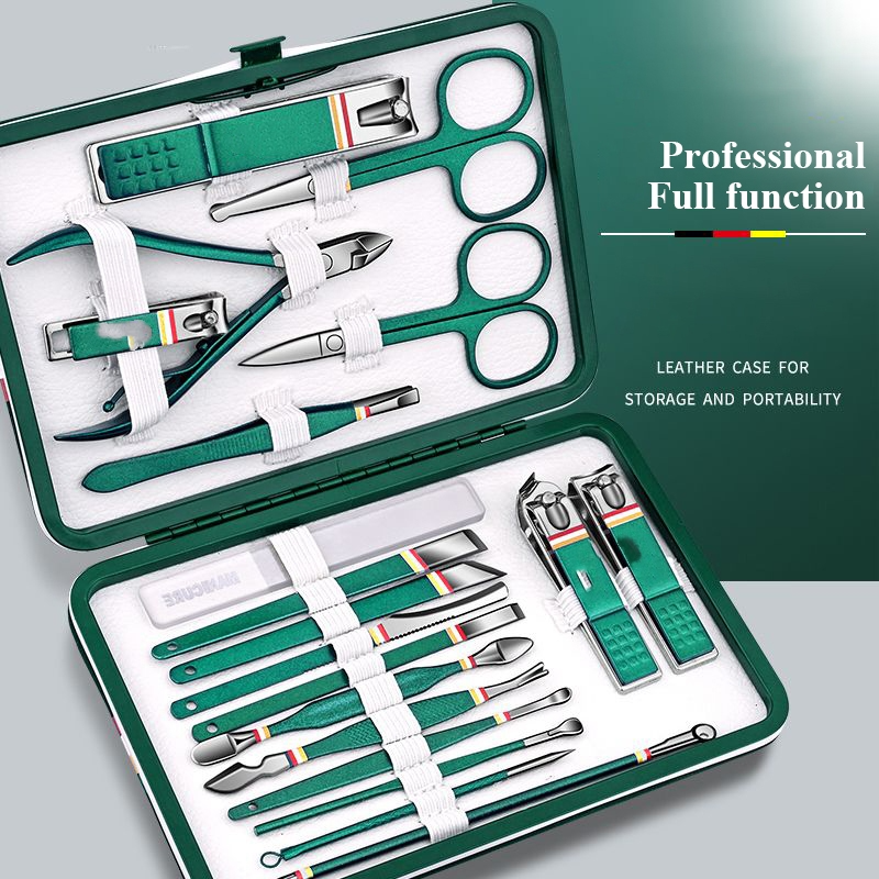 Professional Stainless Steel Nail Care Set – 9–19 Piece Manicure & Pedicure Grooming Kit