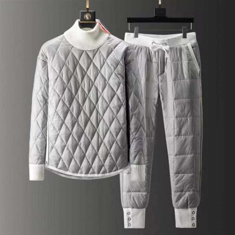 Men’s Outdoor Winter Down Jacket & Pants Set – Warm High-Neck Cold-Weather Outfit
