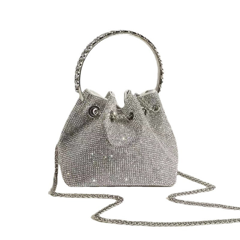 Shiny Diamond Bucket Bag for Women – Sparkling Rhinestone Shoulder & Handheld Evening Bag