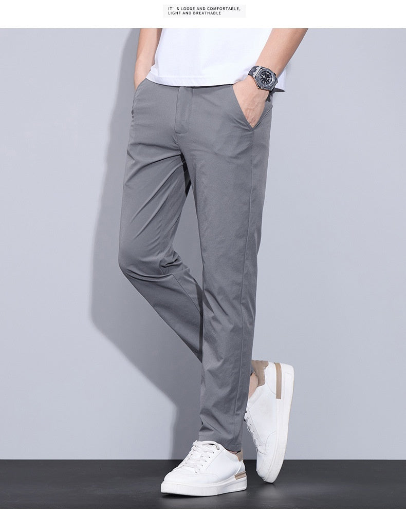 Men’s Ice Silk Casual Pants – Lightweight Thin Trendy Trousers