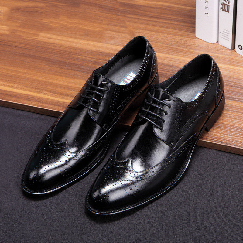 Men’s Genuine Leather Brogue Dress Shoes – Classic Business Formal Footwear