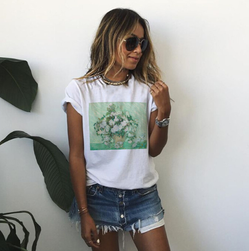 Van Gogh Print Loose T-Shirt for Women
