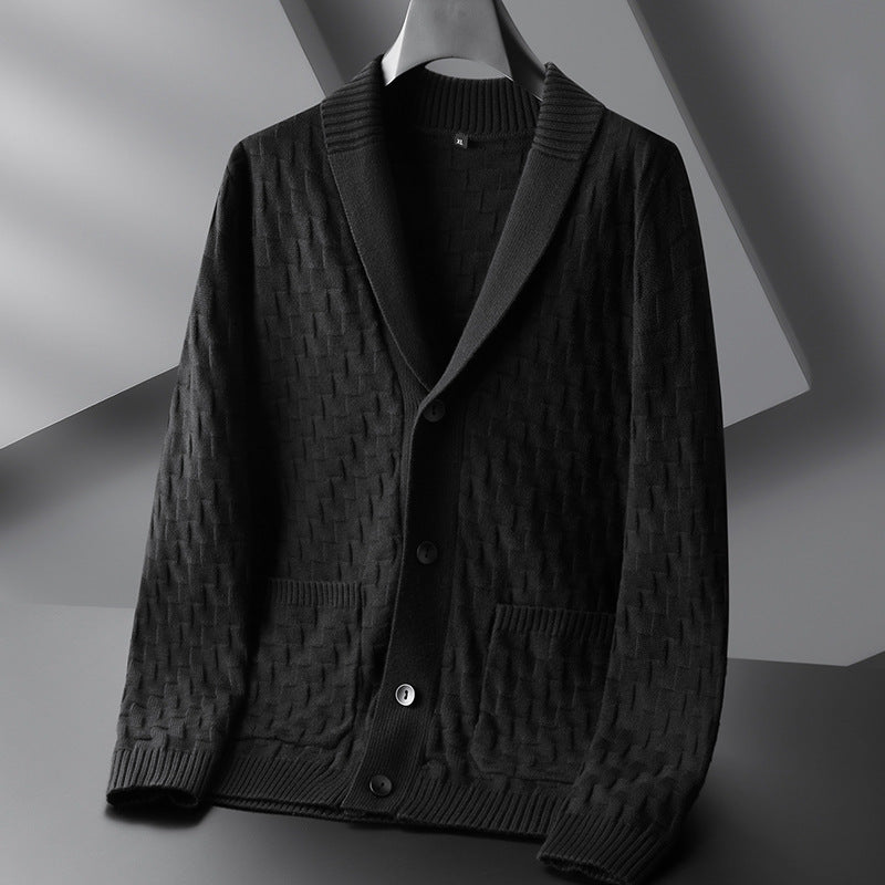 Men’s Plus Size V-Neck Knitted Cardigan Jacket – Loose Fit Casual Sweater
