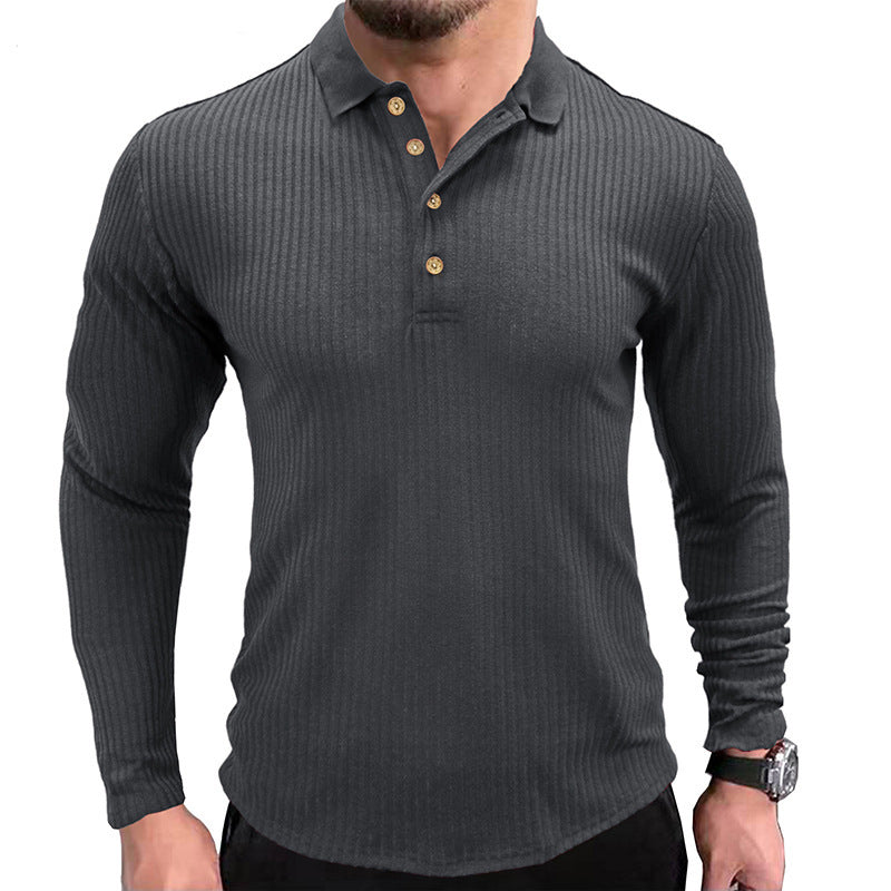 Men’s Cotton Blend Long Sleeve Polo Shirt – Classic Lapel Smart Casual Top, S–2XL