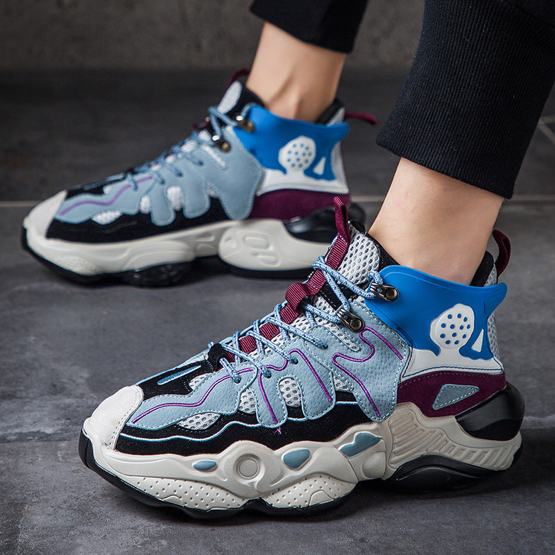 Color Block Sneakers for Men - Dad Shoes with Height Boost