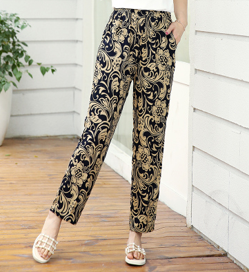 Women’s Loose High-Waist Casual Pants – Lightweight Cropped Straight-Leg Harem Trousers, XL–5XL