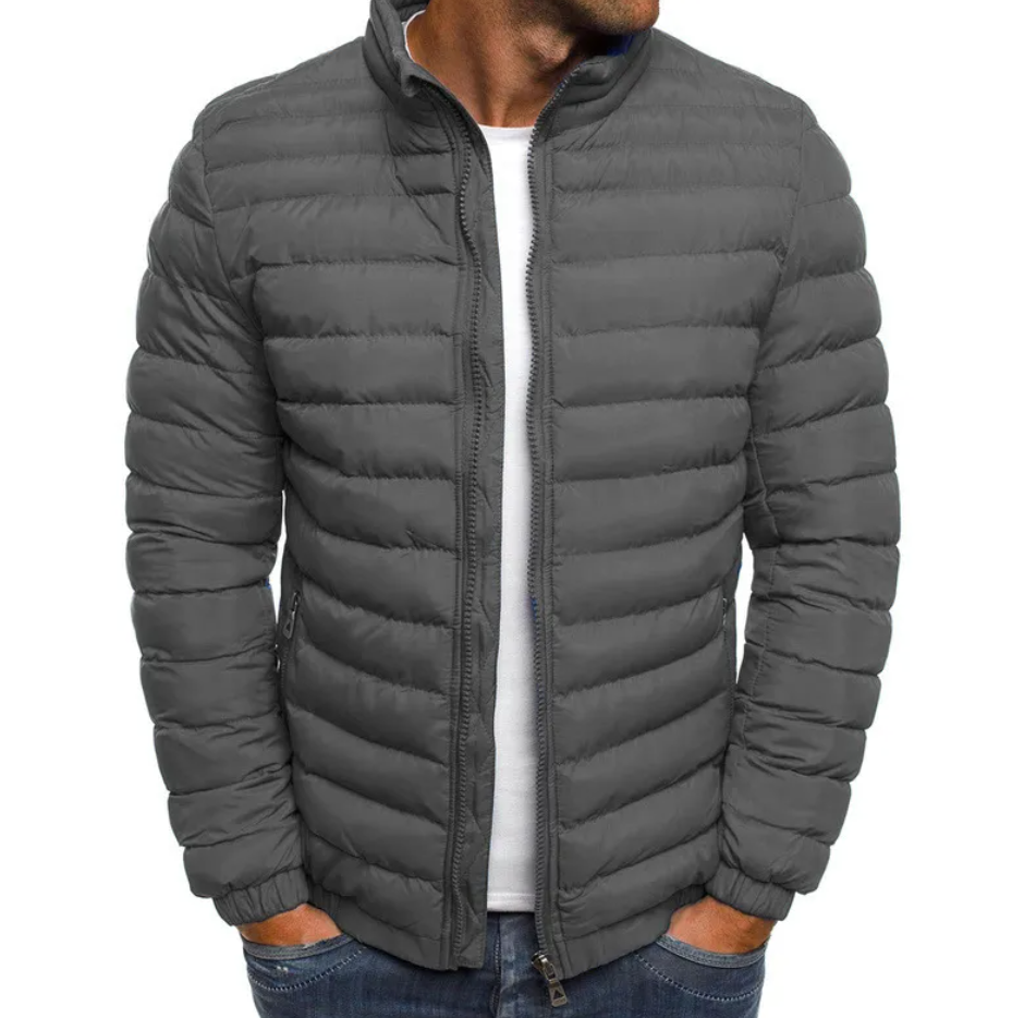 Men’s Winter Cotton Padded Jacket – Warm Zip-Up Polyester Coat, 7 Colors, S–3XL