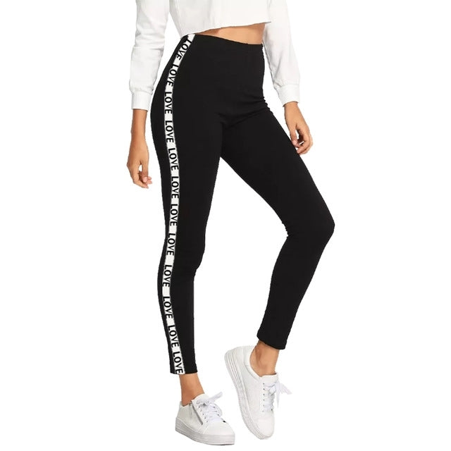 Women’s Breathable Fitness Leggings – Black Flexible Casual Sport Pants, One Size