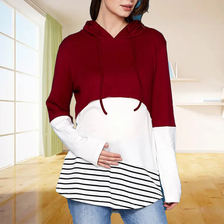 Women’s Striped Maternity Long Sleeve Top – Casual Pregnancy Fashion Shirt