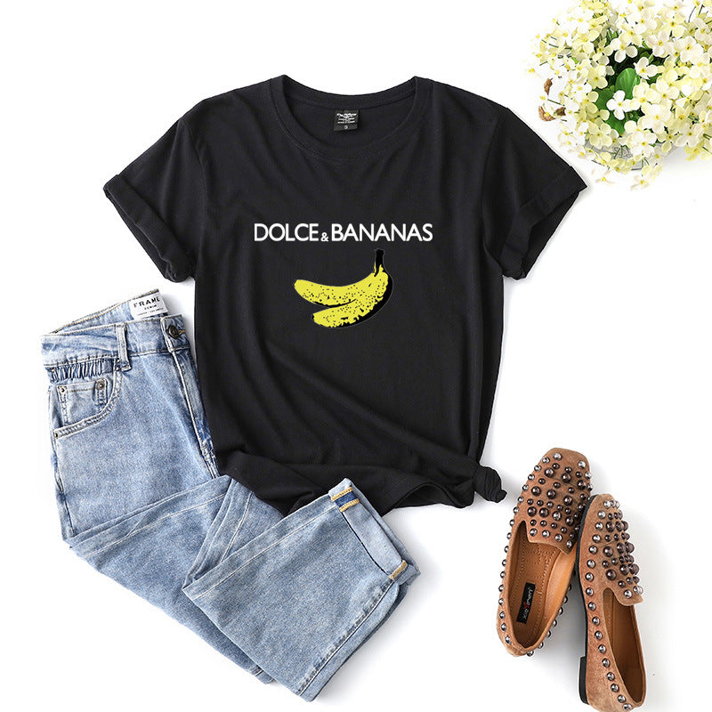Banana Print Short Sleeve T-Shirt for Women 2020
