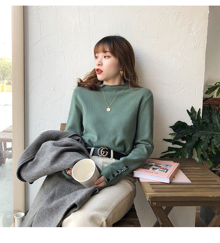 Women’s Fall Half-Turtleneck Knit Sweater – Loose Long Sleeve Casual Pullover