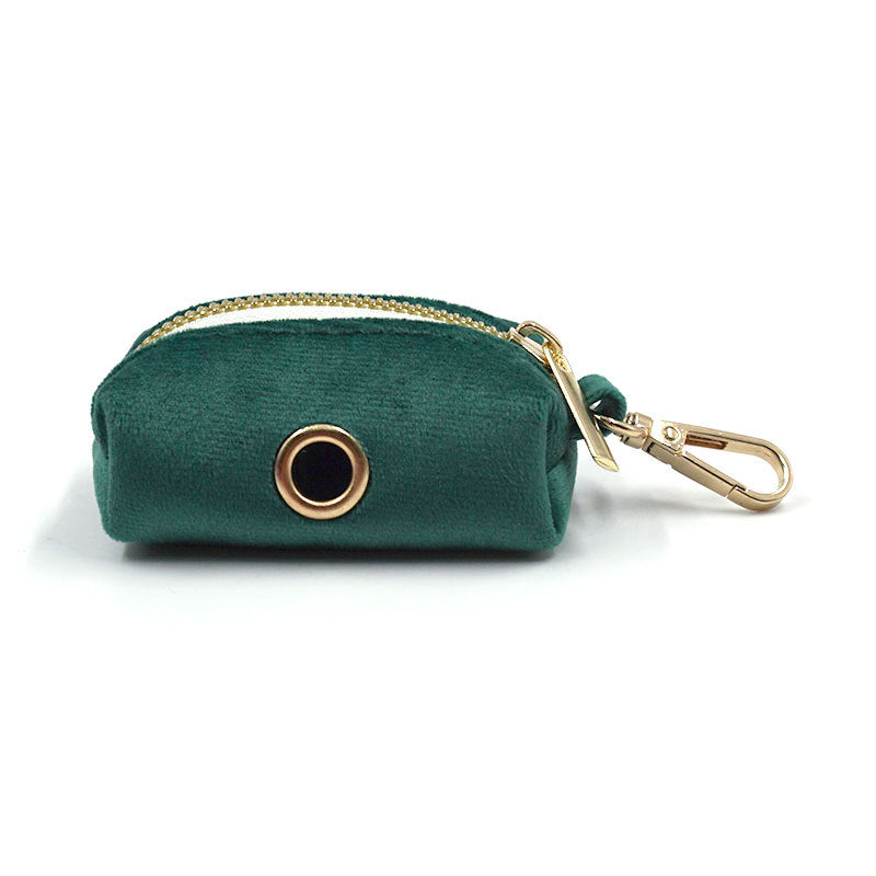 Green Velvet Dog Collar & Leash Set – Luxury Gold Buckle Pet Walking Accessories