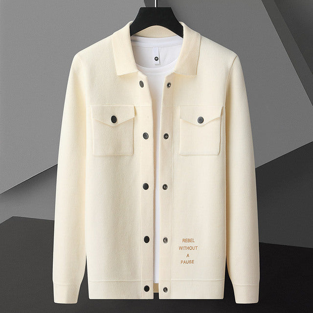 Men’s Korean Knitted Cardigan Jacket – Loose-Fit Jacquard Casual Sweater, 3 Colors, M–4XL