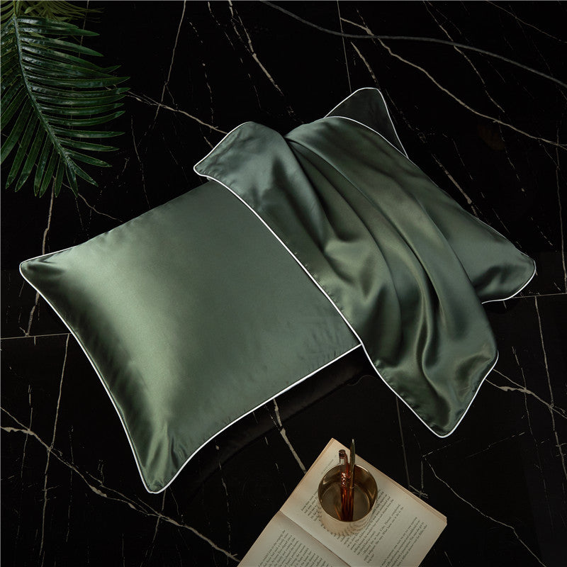 Single-Sided Solid Color Silk Satin Pillow Cover – Smooth Elegant Pillowcase