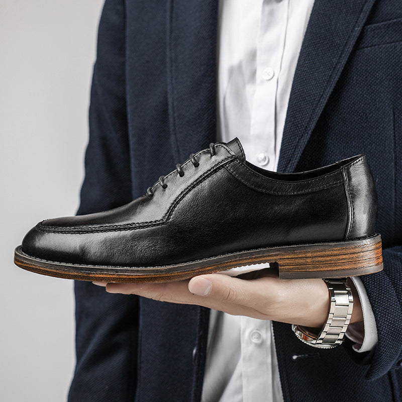 Men’s British Retro Dress Shoes – Polished Low-Cut Business Footwear