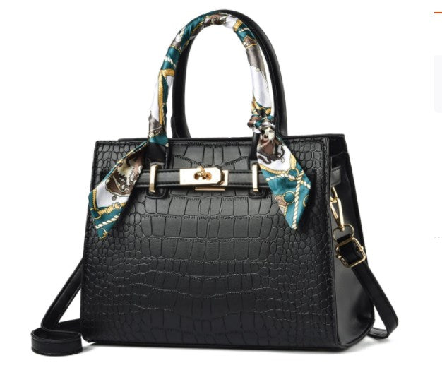 Fashionable Stone Pattern Tote Bag for Women – PU Shoulder & Crossbody Handbag with Secure Lock Closure