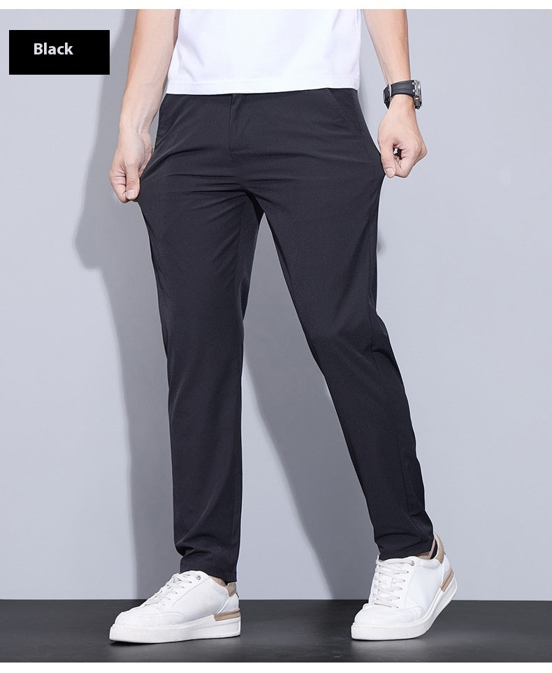 Men’s Ice Silk Casual Pants – Lightweight Thin Trendy Trousers