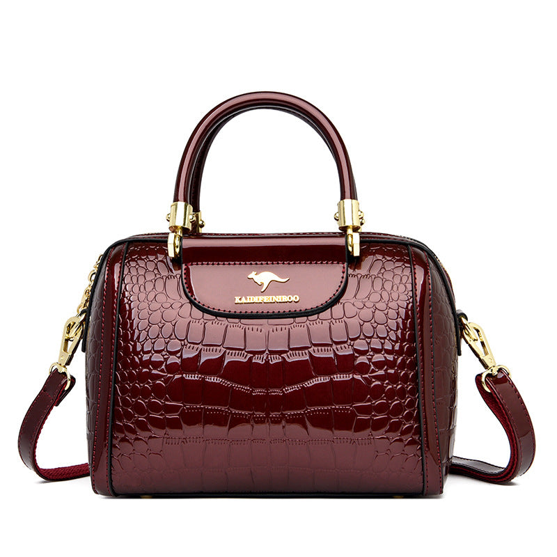 Women's Shiny Patent Leather Crossbody Shoulder Bag – Spacious PU Handbag