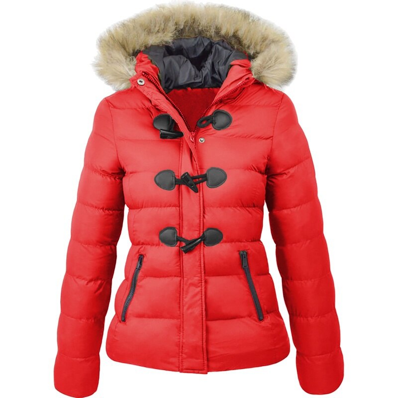 Women’s Horn Buckle Cotton Blend Coat – Mid-Length Casual Jacket, S–3XL