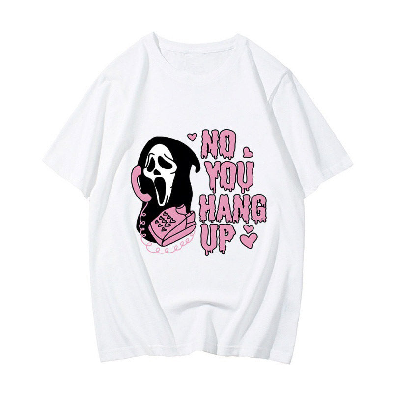 Cartoon Grim Reaper Print Casual T-Shirt for Women