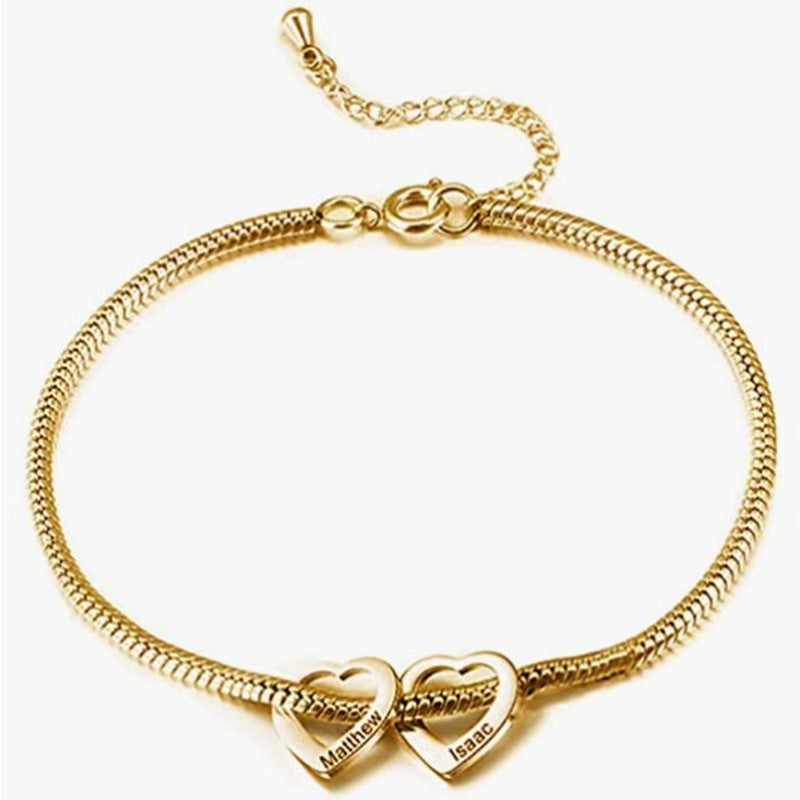 Personalized Adjustable Stainless Steel Heart Anklet