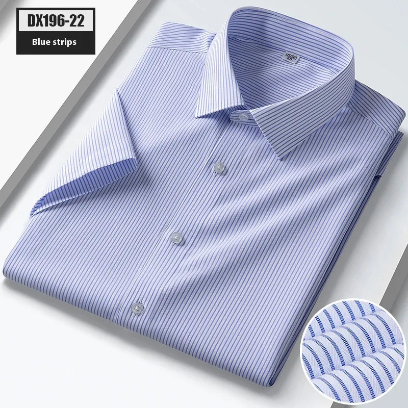 Men’s Silk Striped Short Sleeve Shirt – Lightweight Summer Casual Shirt