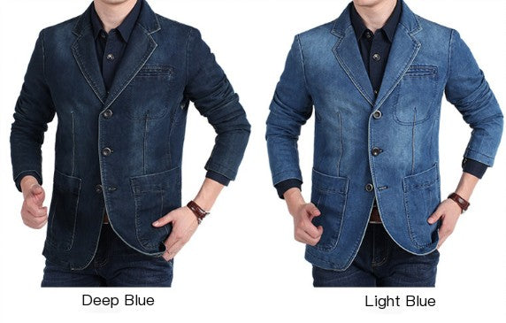 Men’s Smart Casual Cotton Denim Blazer – Slim Fit Lightweight Jacket, M–4XL