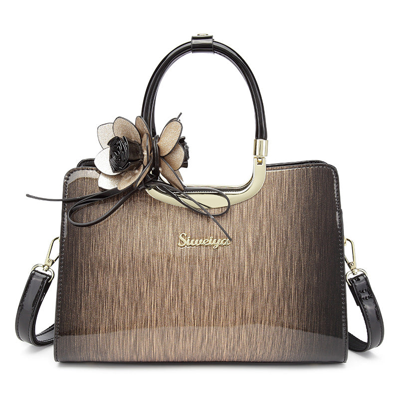 Large Capacity Messenger Bag for Women – Stylish PU Shoulder Bag with Printed Detail