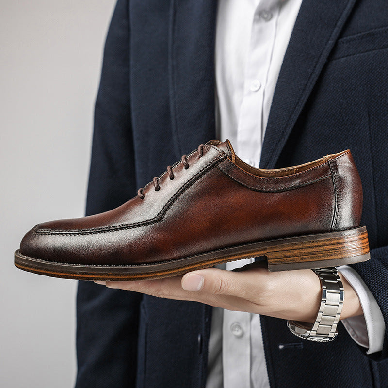 Men’s British Retro Dress Shoes – Polished Low-Cut Business Footwear
