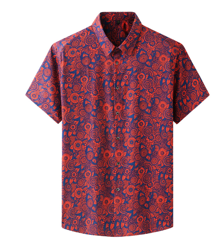 Men’s Bohemian Floral Shirt – Breathable Casual Flower Print Shirt, XS–2XL