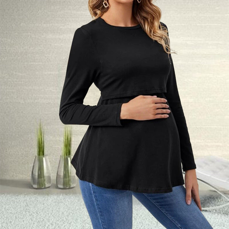 Women’s Maternity Long Sleeve Nursing Top – Breastfeeding Shirt for Moms
