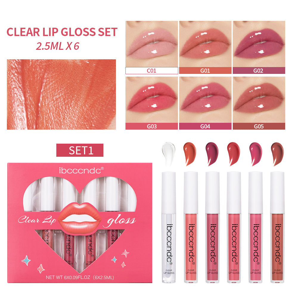 Transparent Lip Gloss Set with Liquid Lipstick