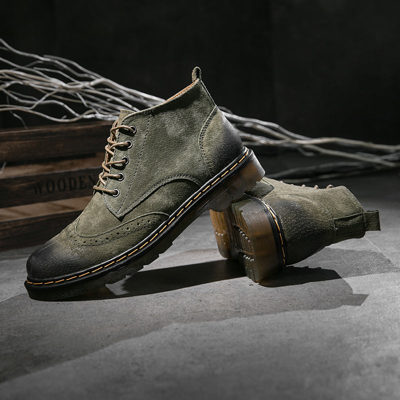 Men’s Genuine Leather Ankle Boots – Vintage Casual Fashion Footwear