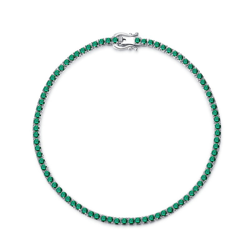 Women’s Sterling Silver Diamond Bracelet – Elegant 2mm & 3mm Crystal Jewelry