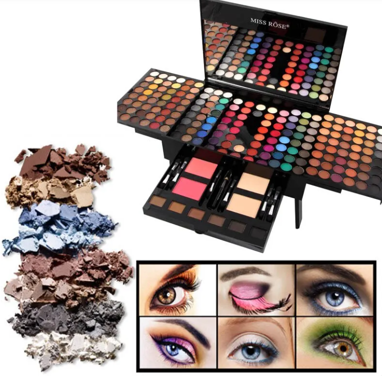 180-Color Eyeshadow & Blush Makeup Set – Professional Face & Eye Palette