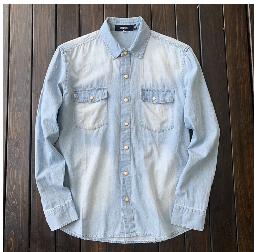 Men’s Casual Long Sleeve Denim Shirt Jacket – USA