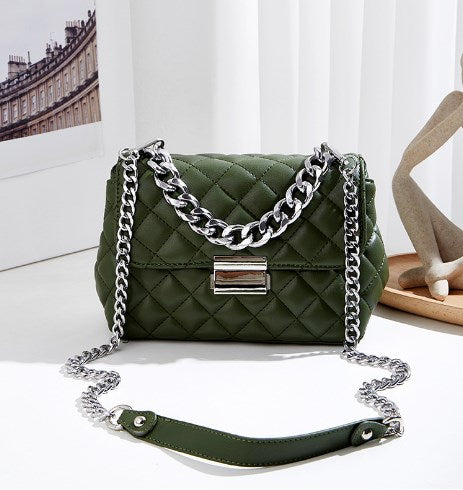 Fashionable Quilted Chain Bag for Women – Elegant PU Shoulder Handbag with Chic Chain Strap