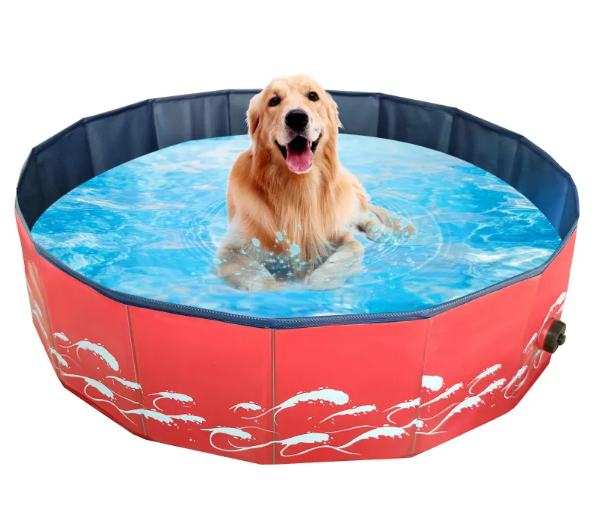 Foldable Dog Swimming Pool – Portable PVC Pet Bath & Outdoor Pool with Drain