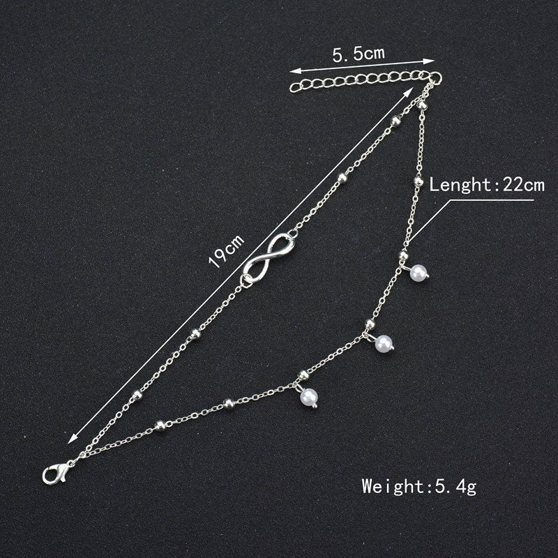 Fashion Vintage Artificial Pearl 8-Shape Anklet Bracelet