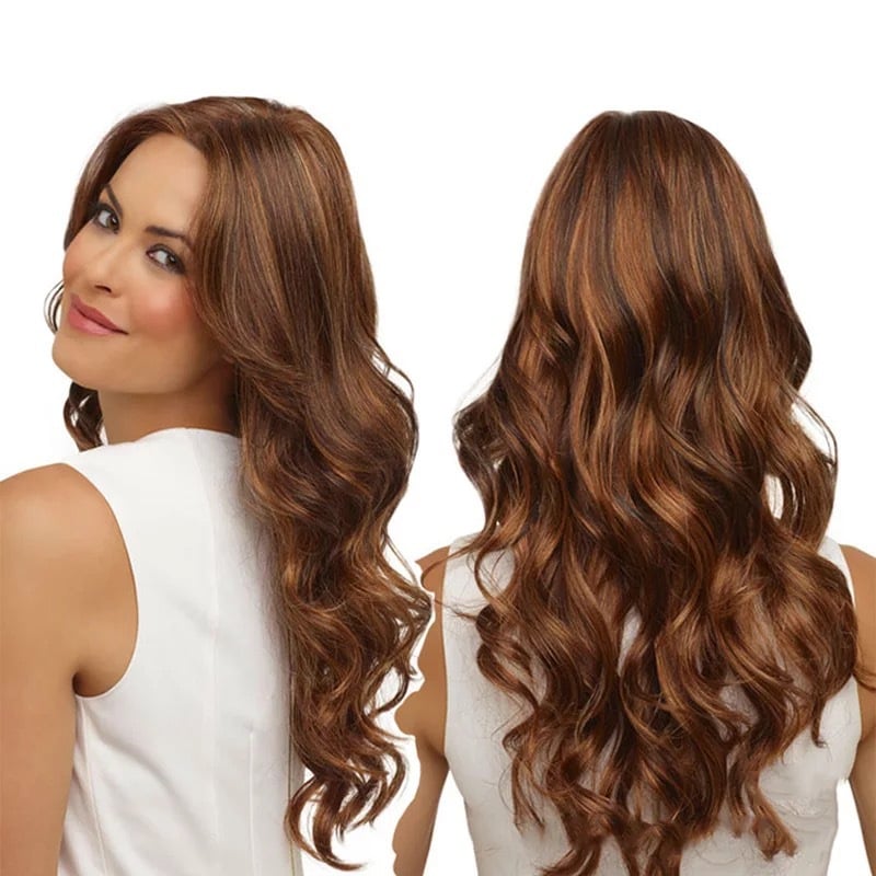 European & American Fashion Wig for Women – Mid-Part Bangs, Heat-Resistant Synthetic Hair