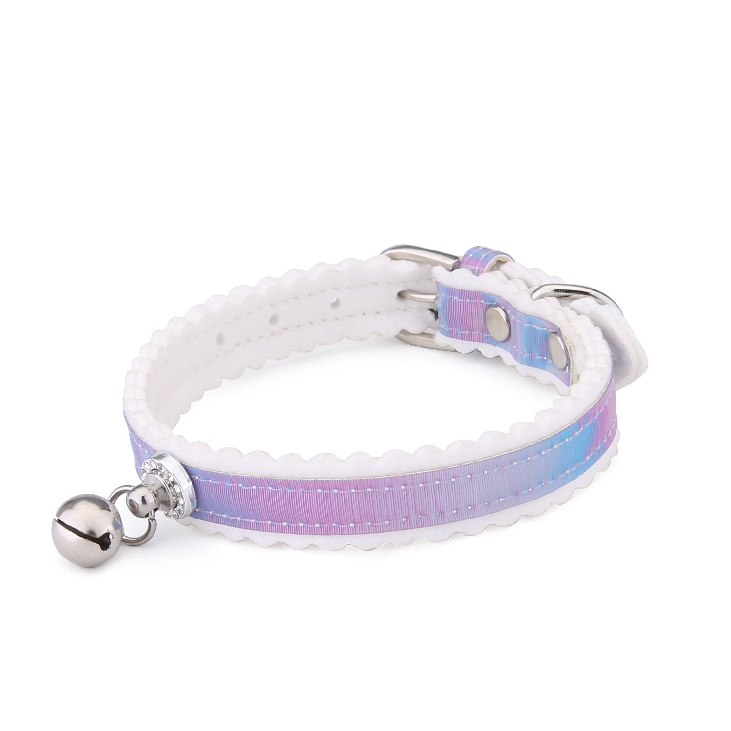 Gradient Color Cat Collar with Bell – Adjustable PU Collar for Cats & Small Dogs