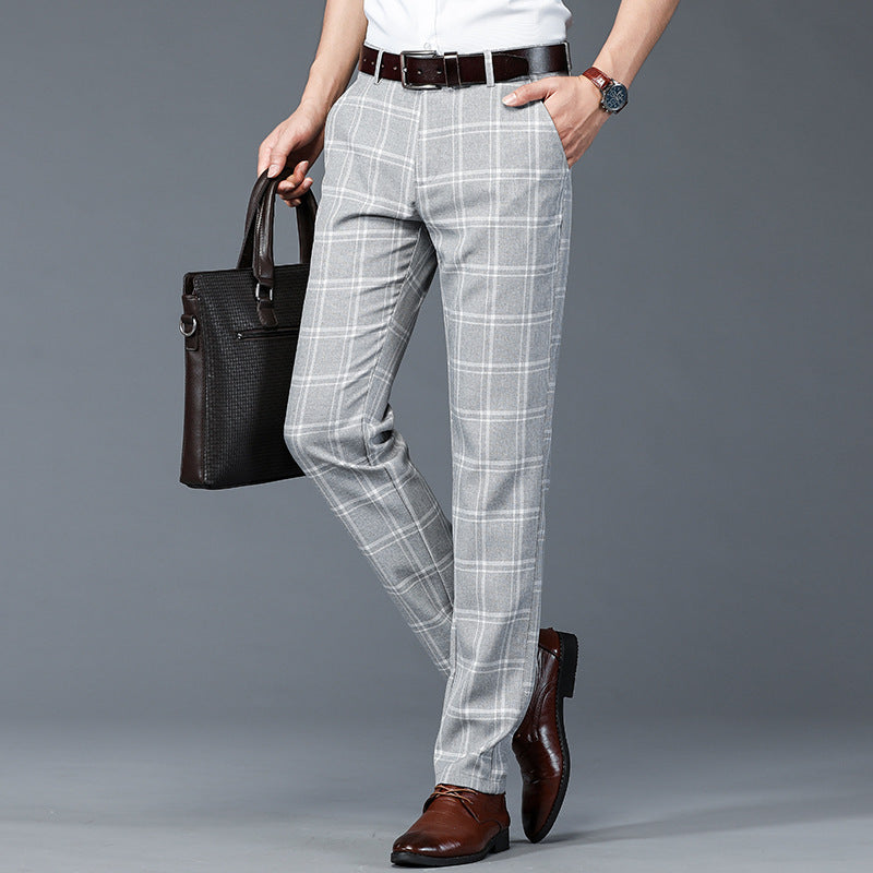 Men’s Summer Loose Fit Plaid Trousers – Casual Checkered Pants