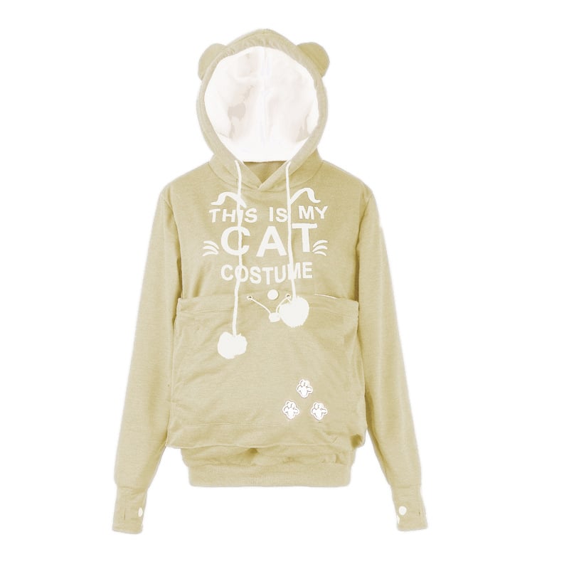 Women’s Alien Cat Printed Hooded Sweater – Cotton Blend Loose-Fit Graphic Pullover Hoodie, 12 Colors, S–4XL