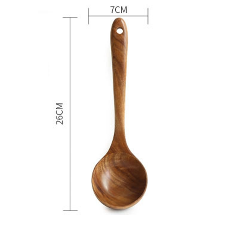 Teak Wood Kitchen Utensil Set – Essential Non-Stick Cookware Spoon Collection