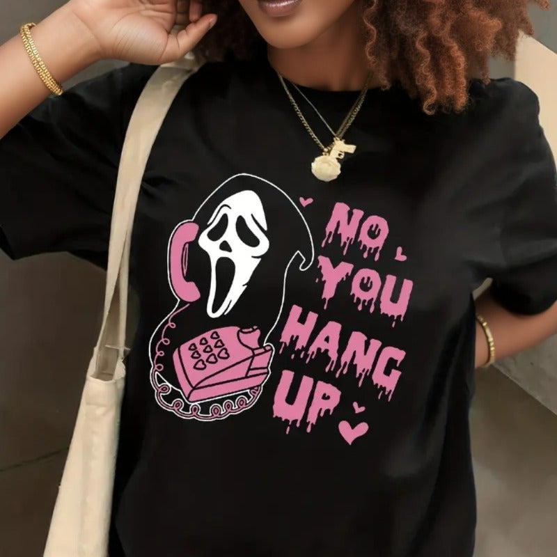 Cartoon Grim Reaper Print Casual T-Shirt for Women
